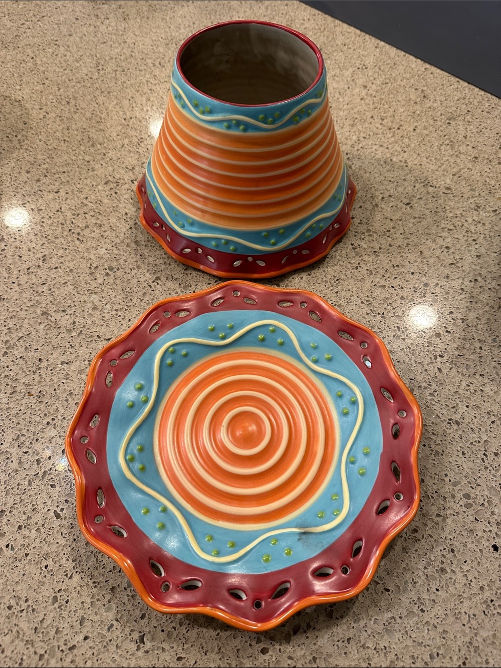 Yankee Candle Ceramic Plate and Shade Set - vintage fun design!